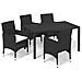 Set Da Pranzo Per Giardino 5 Pz Con Cuscini Polyrattan Nero - Foto miniatura 1