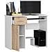 Scrivania per computer JAY, 1 anta e 1 cassetto, 90x50x74 cm, Colore Bianco e Sonoma Quercia - Foto miniatura 2