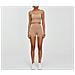 Set Di Leggings E Reggiseno Sportivo Incrociato Beige L - Foto miniatura 4