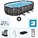 Piscina Fuori Terra - Ovale - 610x366x122 Cm - Grigio - Include Accessori Coordinati Cb30 - Foto miniatura 1