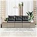Set di divani da giardino 3 pezzi con cuscini grigio polyrattan acacia - Foto miniatura 3