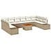 Set Divano da Giardino 11 Pezzi con Cuscini Beige Polyrattan Acacia - Foto miniatura 1