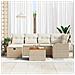 Set Divano da Giardino da 7 Pezzi con Cuscini Beige Polyrattan,  Divano da Giardino per 2 Persone con Spazio di Archiviazione & Cuscini Beige Polyrattan - Foto miniatura 3
