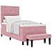 Letto con Rete con Materasso & Panchina Rosa 90x200 cm Velluto - Foto miniatura 1