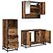 Set di mobili per il bagno con cassetto 3 pcs Legno vecchio - Foto miniatura 5