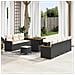 Set di 10 Pezzi di Divano da Giardino con Cuscini Nero Polirattan Acacia, Set da Pranzo da Giardino di 3 Pezzi con Cuscini Nero Polirattan Acacia - Foto miniatura 2