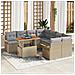 Set di Divani da Giardino a 9 Pezzi con Cuscini in Rattan Beige,  Divano da Giardino a 2 Posti con Spazio di Archiviazione e Cuscini in Rattan Beige - Foto miniatura 2