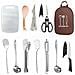 Set Da 12 Pezzi Per Campeggio Portatile - Utensili Da Cucina In Acciaio Inox Con Borsa In Tessuto Oxford Coffee - Foto miniatura 1