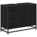 Set di mobili per il bagno 3 pcs Rovere Nero Legno multistrato - Foto miniatura 5