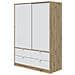 Armadio Camera Da Letto Ponna - Guardaroba 2 Ante 4 Cassetti, 140x200h Cm Marrone Rovere Nodi - Foto miniatura 1