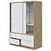 Armadio Camera Da Letto Ponna - Guardaroba 2 Ante 4 Cassetti, 140x200h Cm Marrone Rovere Nodi - Foto miniatura 8