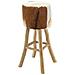 Sgabello Da Bar In Vera Pelle E Teak Rotondo - Foto miniatura 3