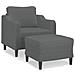 Poltrona con Poggiapiedi Grigio Scuro 60 cm in Tessuto - Foto miniatura 1