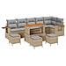 Set di 10 Pezzi di Sofa da Giardino con Cuscini Beige in Polyrattan Acacia,  Set da Pranzo di Giardino di 4 Pezzi con Cuscini Beige in Polyrattan Acacia - Foto miniatura 1