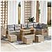 Set di 10 Pezzi di Sofa da Giardino con Cuscini Beige in Polyrattan Acacia,  Set da Pranzo di Giardino di 4 Pezzi con Cuscini Beige in Polyrattan Acacia - Foto miniatura 2