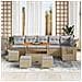 Set di 10 Pezzi di Sofa da Giardino con Cuscini Beige in Polyrattan Acacia,  Set da Pranzo di Giardino di 4 Pezzi con Cuscini Beige in Polyrattan Acacia - Foto miniatura 3
