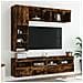 Set Mobili TV a Muro 7 pz con Luci LED Rovere Fumo - Foto miniatura 4