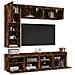 Set Mobili TV a Muro 7 pz con Luci LED Rovere Fumo - Foto miniatura 5