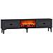 Fyra Porta Tv Con Camino A Led 150cm Grigio Antracite E Nero - Foto miniatura 3