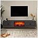 Fyra Porta Tv Con Camino A Led 150cm Grigio Antracite E Nero - Foto miniatura 1