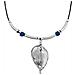 Collana Girocollo Placcata Argento Con Foglia Blu Della Foresta Blu, 40 Cm - Foto miniatura 2