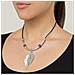 Collana Girocollo Placcata Argento Con Foglia Blu Della Foresta Blu, 40 Cm - Foto miniatura 3