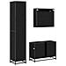 Set di mobili per il bagno 3 pcs Rovere Nero Legno multistrato - Foto miniatura 9