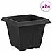 Vaso quadrato per fiori 24 pcs Nero 33 x 33 x 26 cm Plastica - Foto miniatura 1