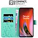 Custodia Compatibile Con Oneplus Nord 2 5g In Turchese Fiore - Coperchio Protettivo In Design Floreale Con Chiusura Magnetica, Funzione Stand E Slot Per Carte - Foto miniatura 3