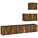 Set Di Mobili Porta Tv 4 Pz Rovere Fumo In Legno Multistrato - Foto miniatura 2