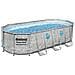 Piscina Ovale Rattan Con Oblò Power Steel Swim Vista 549x274x122 Cm 56716 - Foto miniatura 3