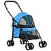 Passeggino Per Cani Pieghevole Con Tettuccio Regolabile E Ruote Girevoli, 82x47x97cm, Blu - Foto miniatura 4