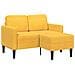 Divano 2 Posti con Chaise longue a L Giallo Chiaro 125 cm Lino - Foto miniatura 1