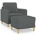 Poltrona con Poggiapiedi Grigio Scuro 60 cm in Tessuto - Foto miniatura 1