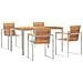 Set da pranzo da giardino 5 pezzi in legno solido di teak,  Tavolo da pranzo all'aperto 150x90x75 cm in legno solido di teak - Foto miniatura 1