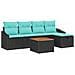 Set Divano da Giardino con cuscino 6 pcs Nero polyrattan - Foto miniatura 1