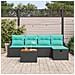 Set Divano da Giardino con cuscino 6 pcs Nero polyrattan - Foto miniatura 3