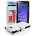 Custodia Compatibile Con Sony Xperia M2 / M2 Aqua In Magnesio Bianco - Coperchio Protettivo Con Chiusura Magnetica E 3 Slot Per Carte - Foto miniatura 1
