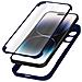 Cover Iphone 14 Pro Max Retro Plexiglass Fronte Polimero Bordo Blu - Foto miniatura 1