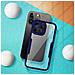 Cover Iphone 14 Pro Max Retro Plexiglass Fronte Polimero Bordo Blu - Foto miniatura 4