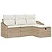 Set di divani da giardino 4 pezzi con cuscini beige in polirattan - Foto miniatura 1