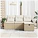 Set di divani da giardino 4 pezzi con cuscini beige in polirattan - Foto miniatura 3