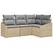 Set di Divano da Giardino 4 Pezzi con Cuscini Beige Polyrattan - Foto miniatura 1