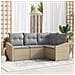 Set di Divano da Giardino 4 Pezzi con Cuscini Beige Polyrattan - Foto miniatura 2