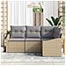 Set di Divano da Giardino 4 Pezzi con Cuscini Beige Polyrattan - Foto miniatura 3