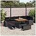 Set divano giardino 9 pezzi con cuscini Nero Polyrattan Acacia, Divano giardino 2 posti con cuscini Nero Polyrattan, Set da pranzo giardino 3 pezzi con cuscini Nero Polyrattan Acacia - Foto miniatura 2