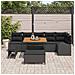 Set divano giardino 9 pezzi con cuscini Nero Polyrattan Acacia, Divano giardino 2 posti con cuscini Nero Polyrattan, Set da pranzo giardino 3 pezzi con cuscini Nero Polyrattan Acacia - Foto miniatura 3