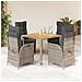 Set da Pranzo da Giardino 5 pz con Cuscini in Polyrattan Grigio - Foto miniatura 2