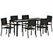 Set da Pranzo per Giardino 7 pcs Nero 190 x 90 x 75 cm - Foto miniatura 1
