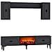 Vibra Set Porta Tv Con Mensole A Muro E Camino A Led 150 Cm Grigio Antracite - Foto miniatura 2